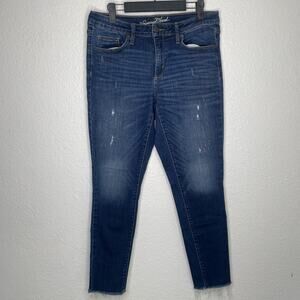Universal Thread Womens Jeans Size 30 Mid Rise Skinny Distressed Dark Wash Denim